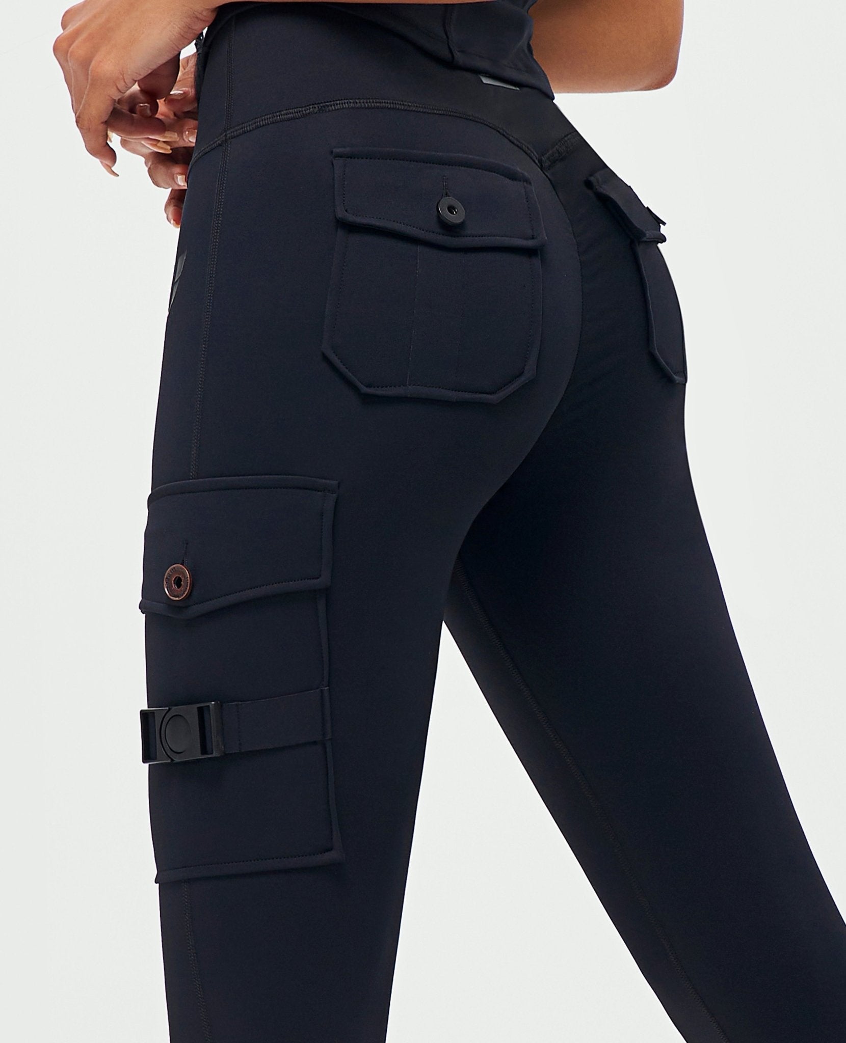 Cargo Fitness Leggings - Schwarz