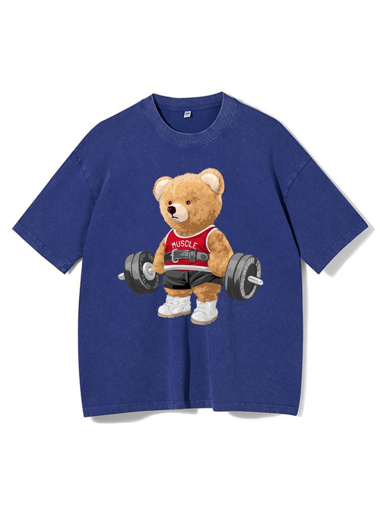 Exercise Bear Washed Gym T-Shirt