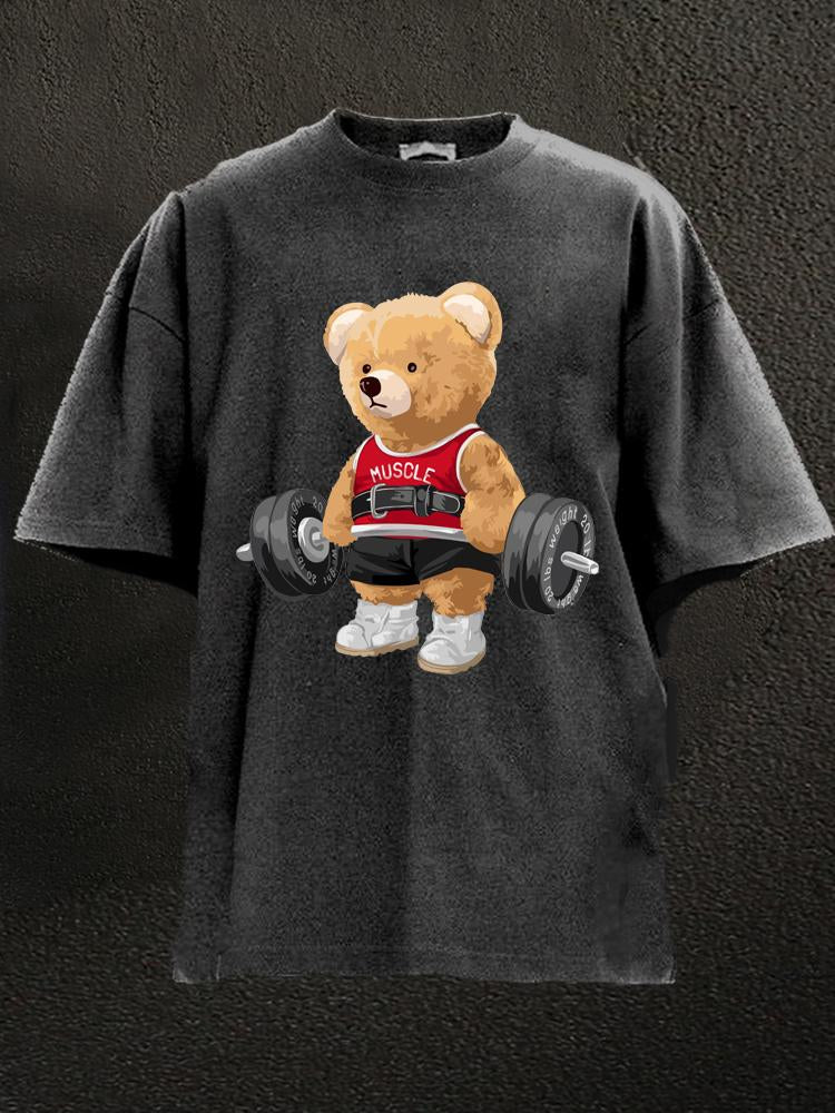 Exercise Bear Washed Gym T-Shirt