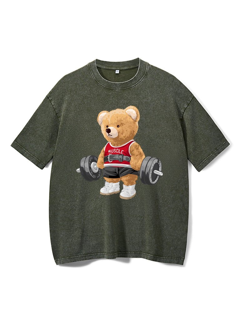 Exercise Bear Washed Gym T-Shirt