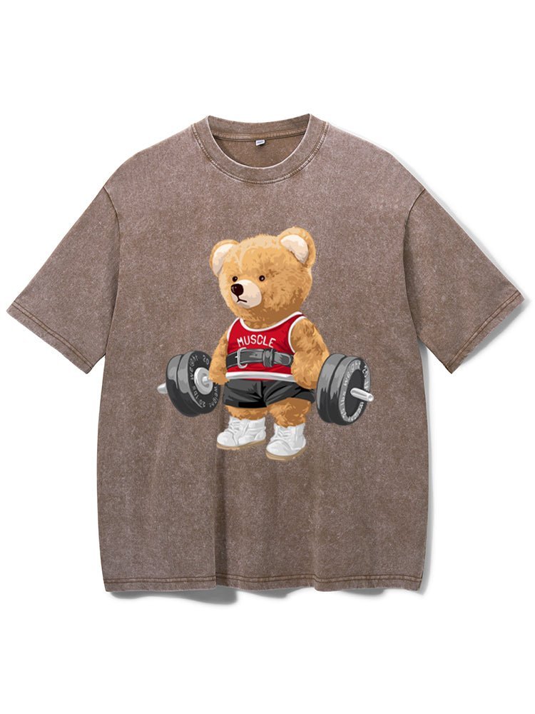 Exercise Bear Washed Gym T-Shirt