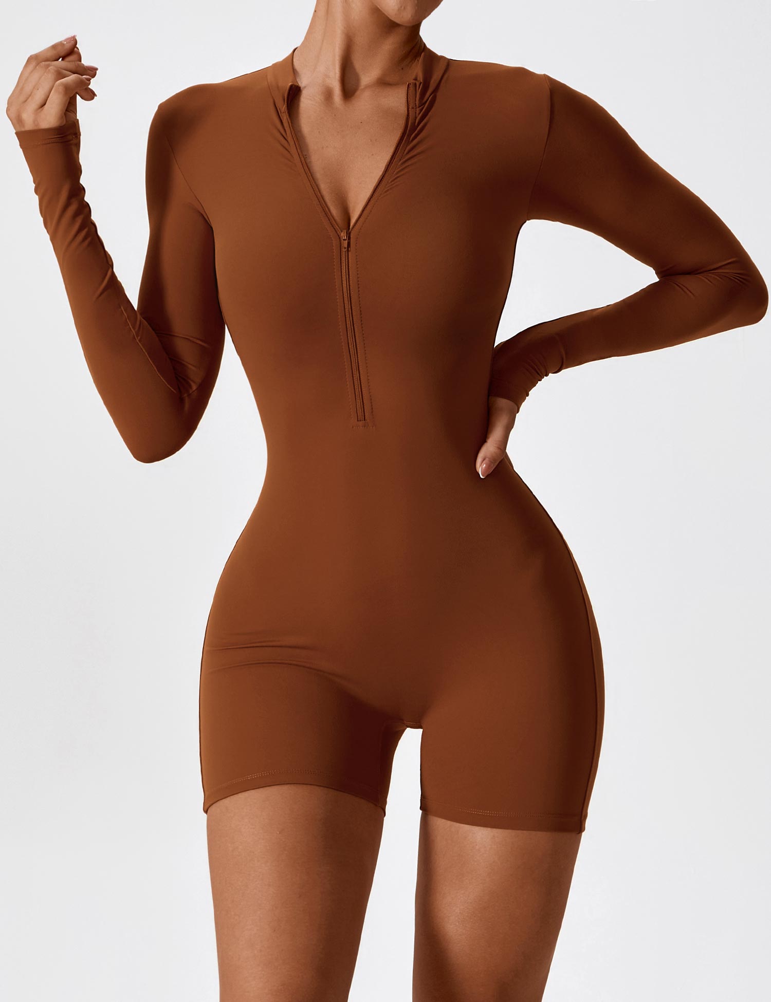 Long Sleeve Zipper Jumpsuit