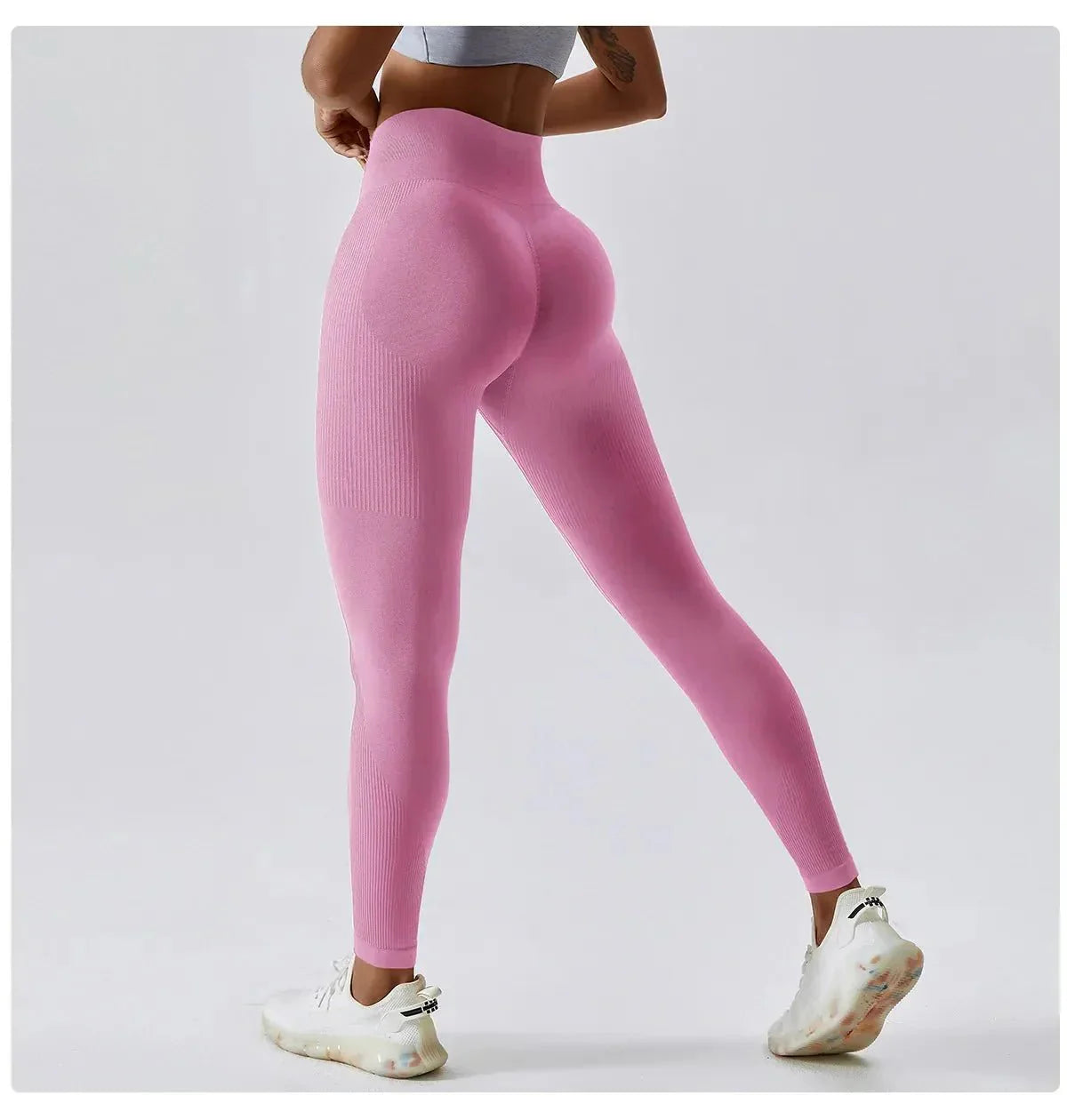 Kraftfit Scrunch gerippte Kontur Leggings - Rosa