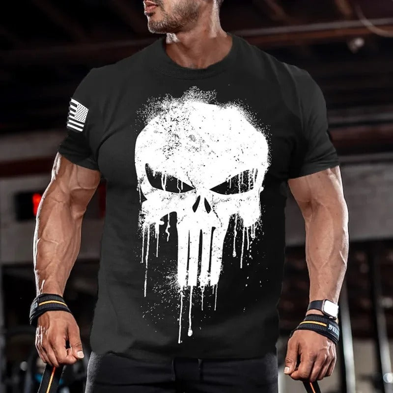 Military Patriotic Skull T-shirt