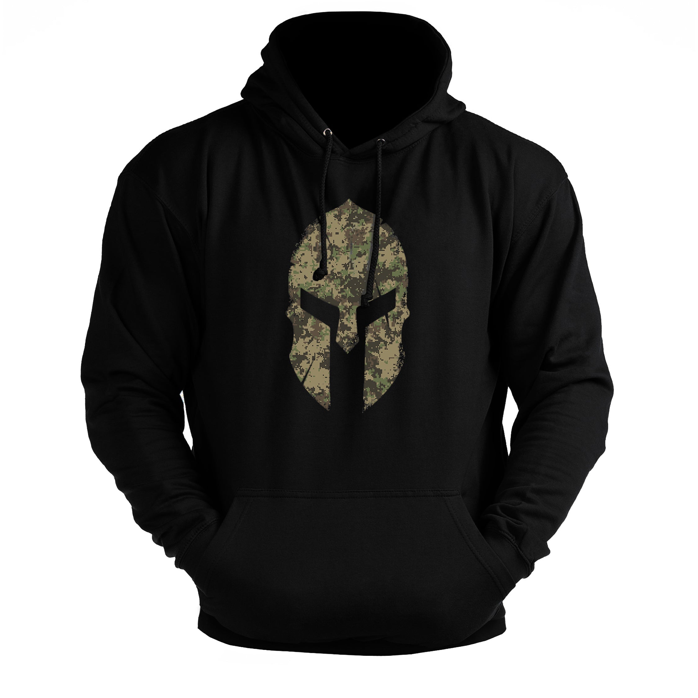 Spartan Helmet Woodland Camo - Gym Hoodie