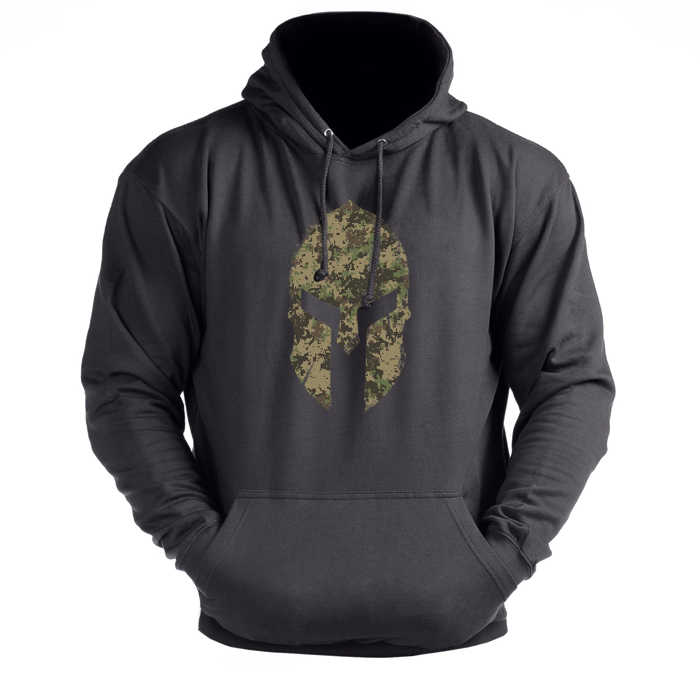 Spartan Helmet Woodland Camo - Gym Hoodie