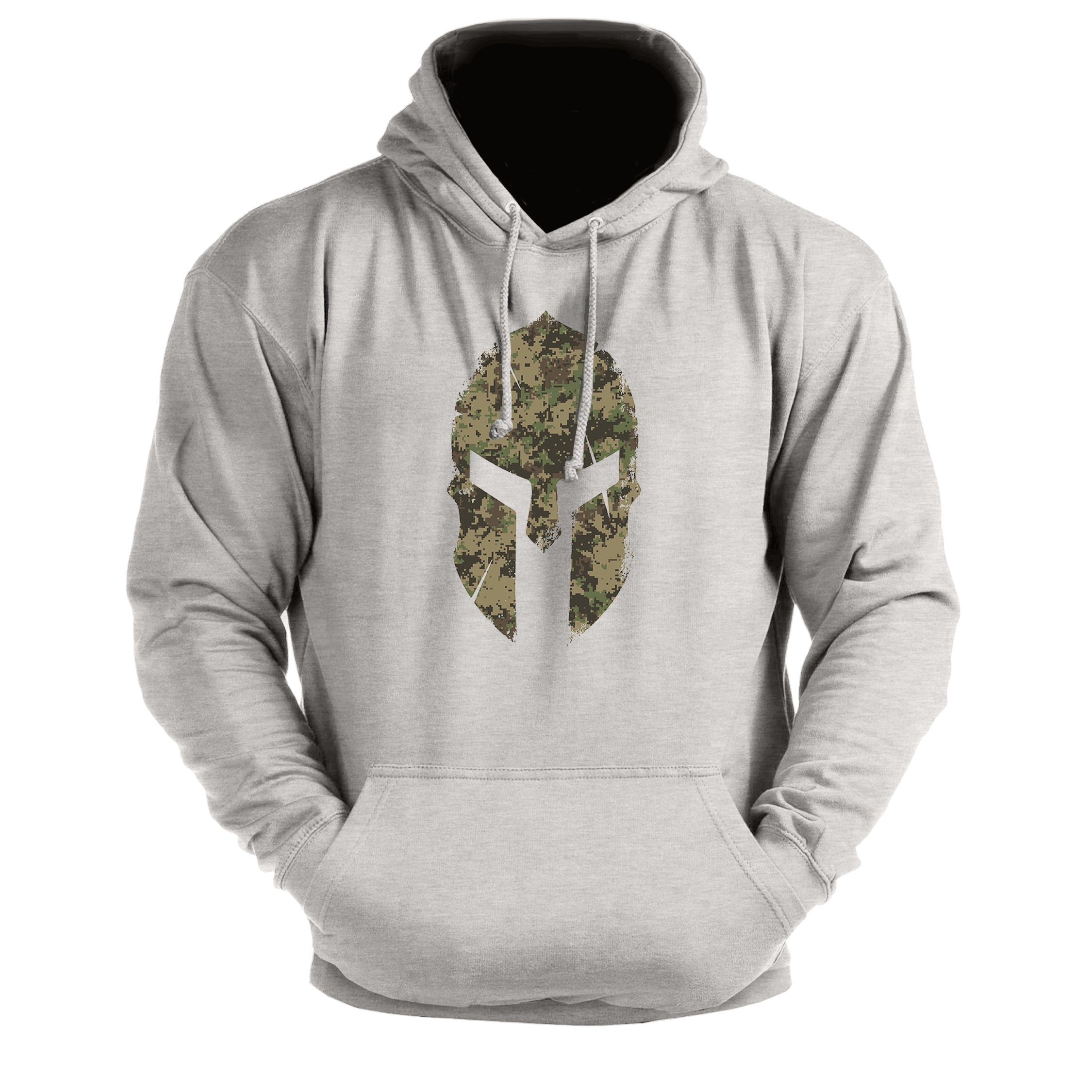 Spartan Helmet Woodland Camo - Gym Hoodie