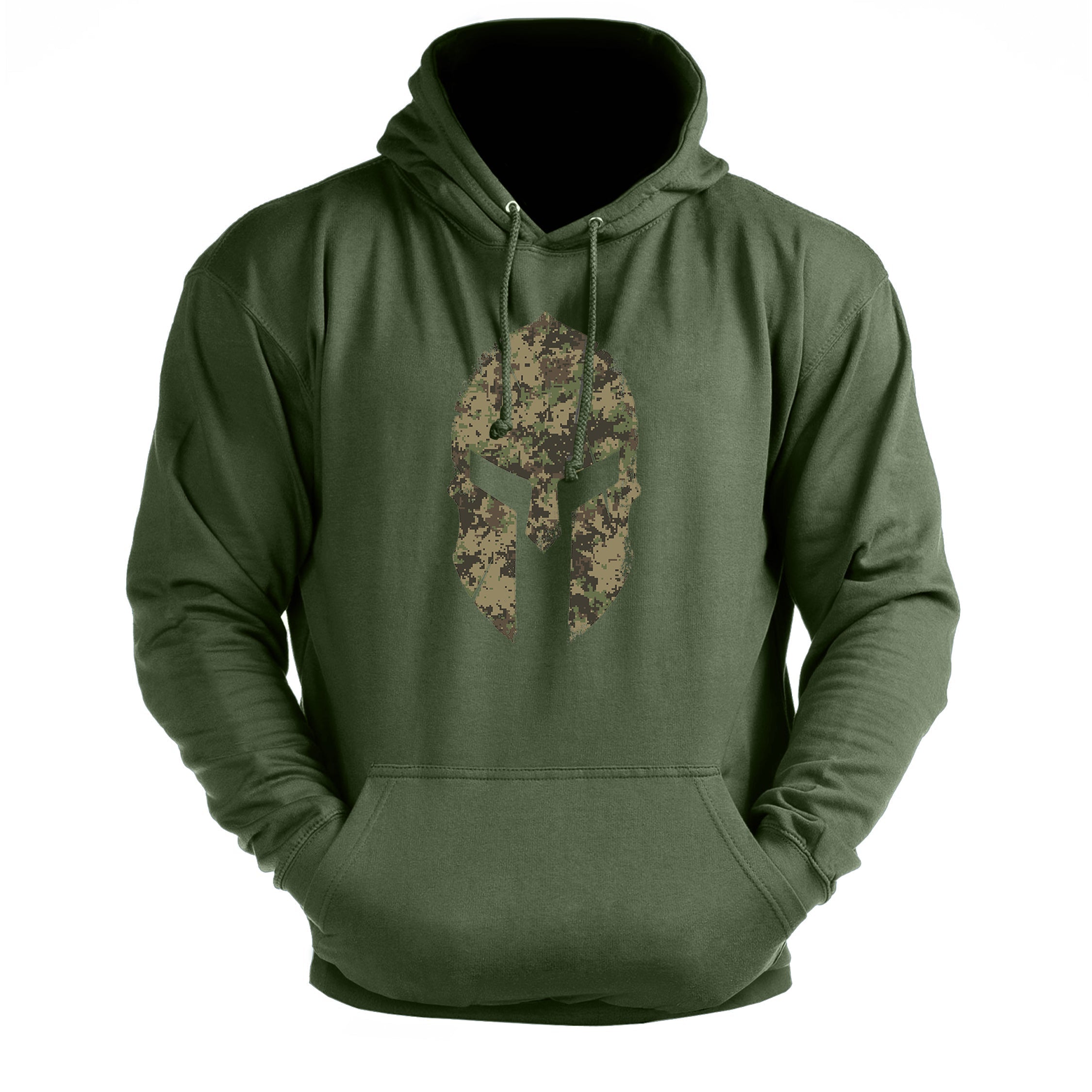 Spartan Helmet Woodland Camo - Gym Hoodie