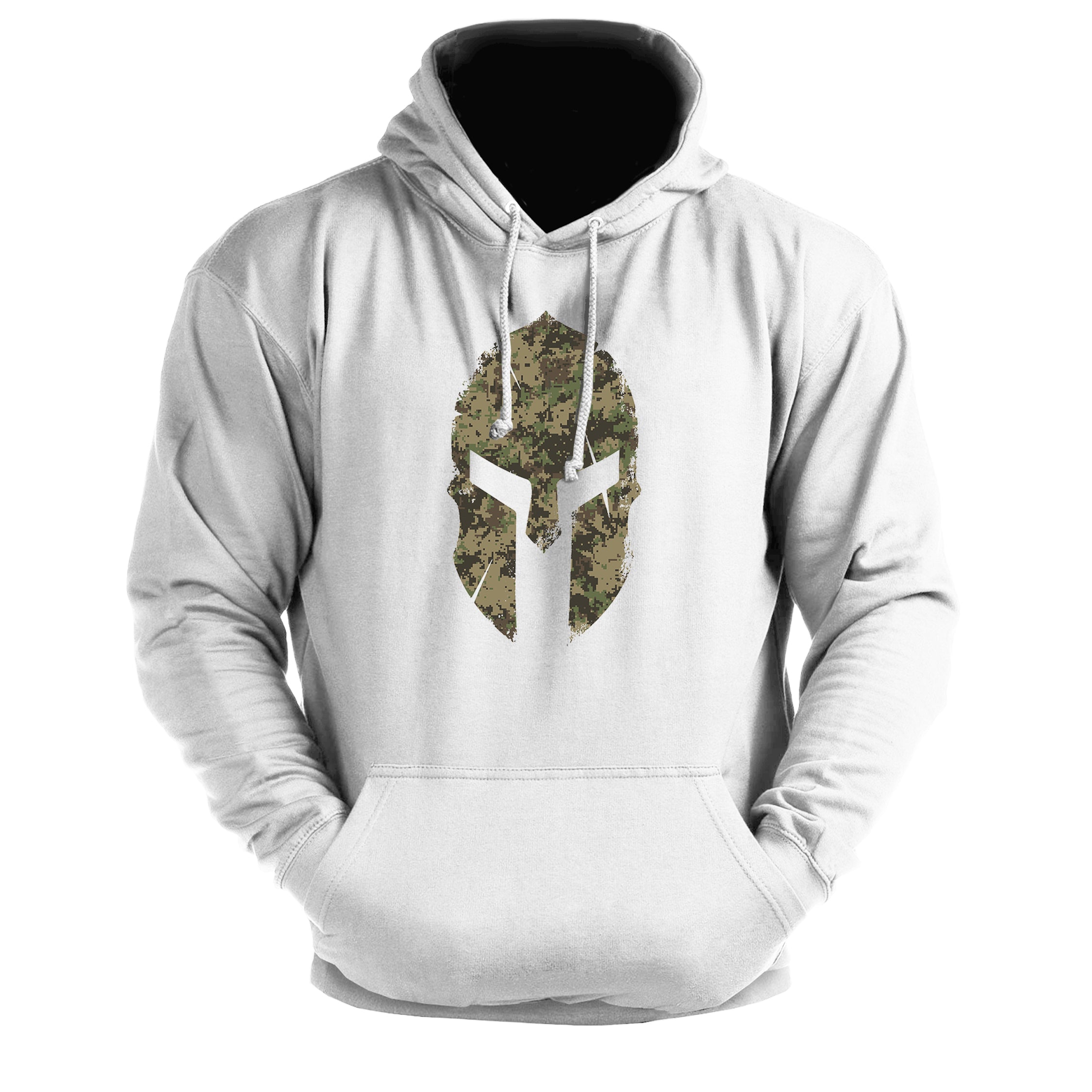 Spartan Helmet Woodland Camo - Gym Hoodie