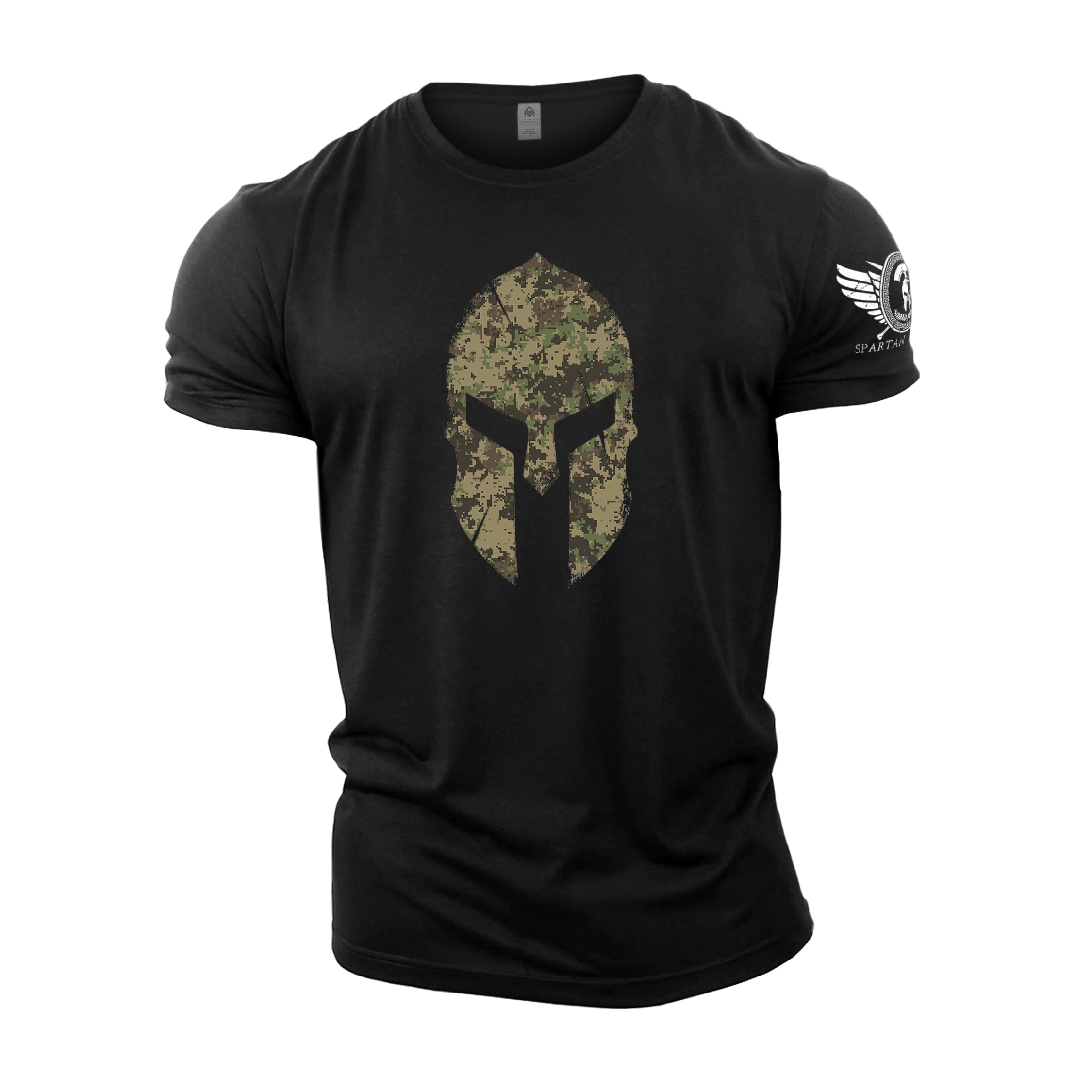 Spartan Helmet Woodland Camo T-Shirt